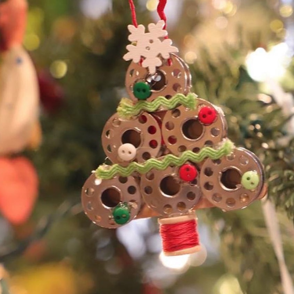 Handmade Christmas Tree Sewing Bobbin Ornaments